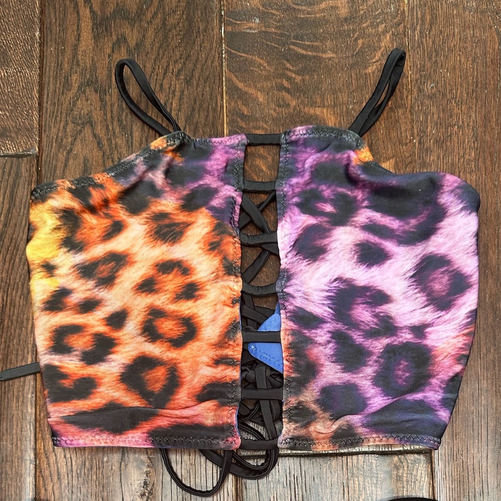 Savage Swim Multicolor Animal Print Swim TOP